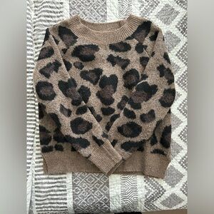 Bloomingdale’s Aqua brand cropped sweater in leopard print. Size small.